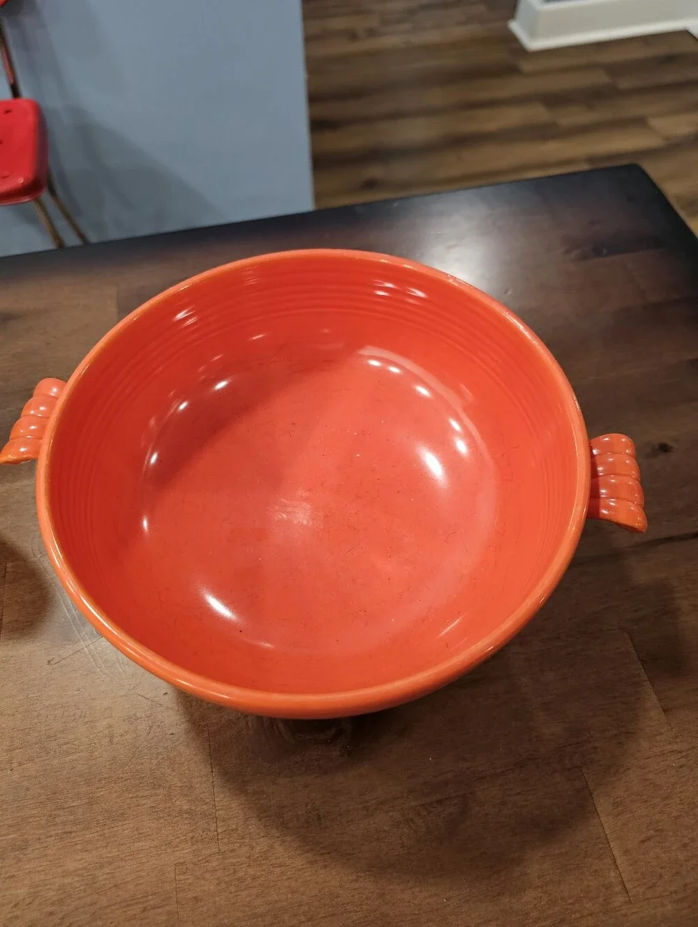 Vntg Fiestaware Original Red Disc Water Pitcher &Cream  Soup Bowl Homer Laughlin